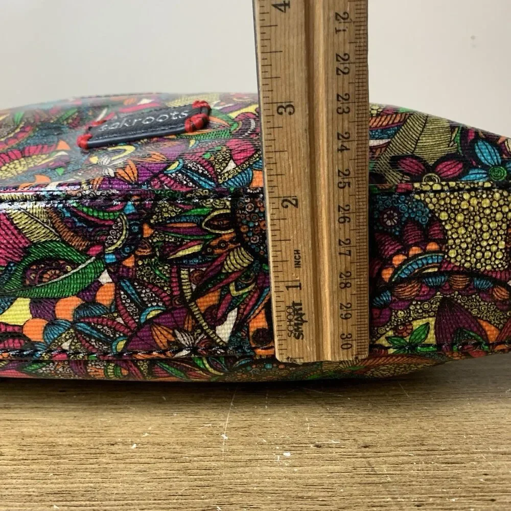 Sakroots Artist Circle Crossbody Shoulder Bag Floral Zippers Shiny Boho Hippie